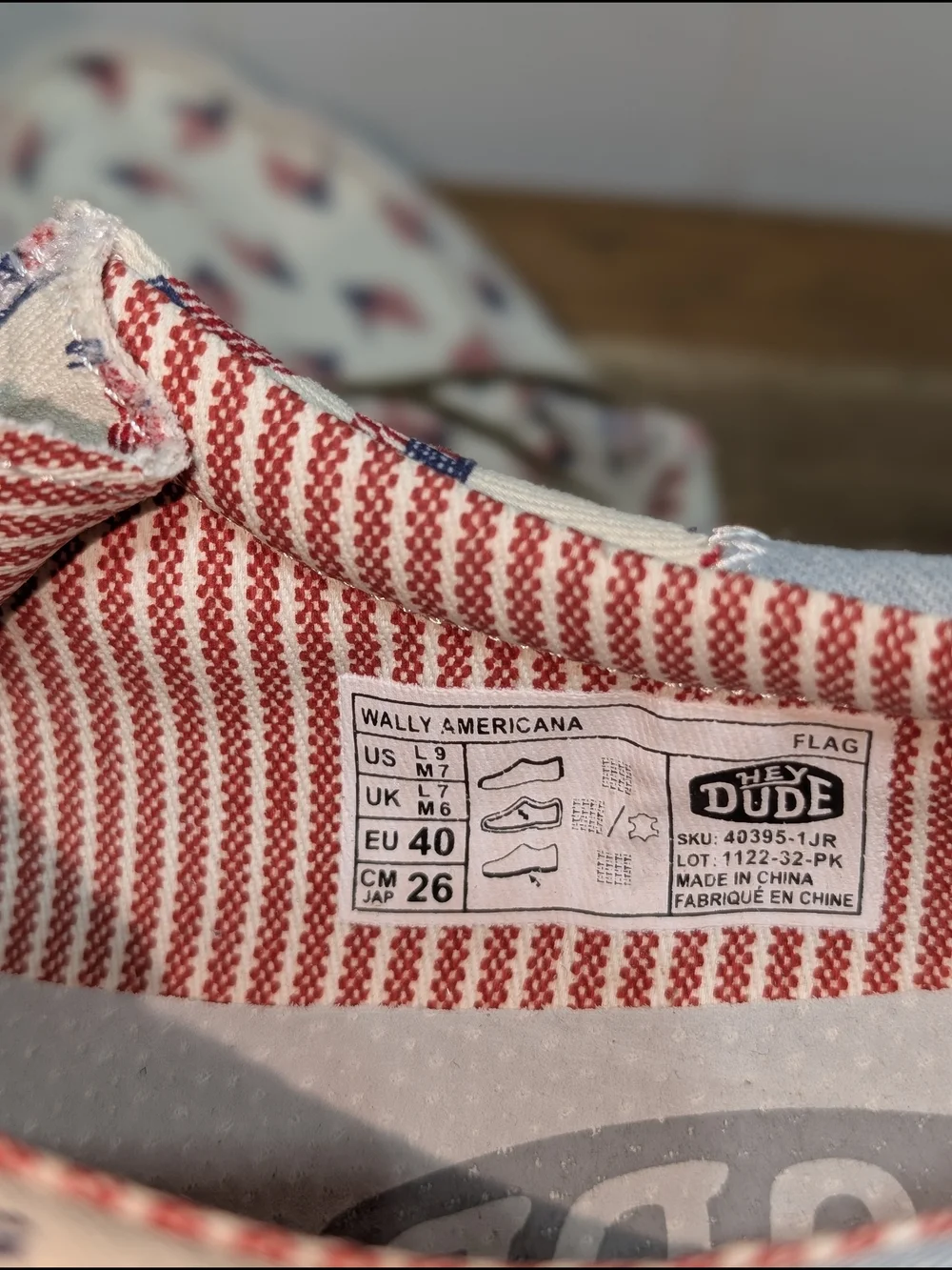 NWOT Hey Dude Wally Americana Flag Unisex M7/W9 Slip On Shoes Patriotic Summer